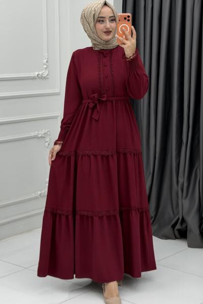 Nefes Elbise Bordo Bordo