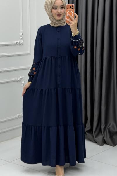 Çiçek Elbise Lacivert Lacivert