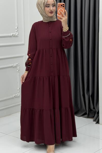 Çiçek Elbise Bordo Bordo