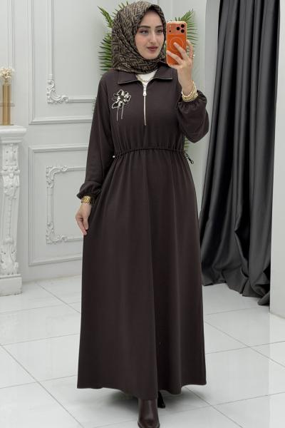 Zülal Elbise Kahverengi Kahverengi