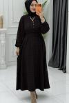 Ekose Elbise Siyah Siyah