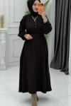 Ekose Elbise Siyah Siyah