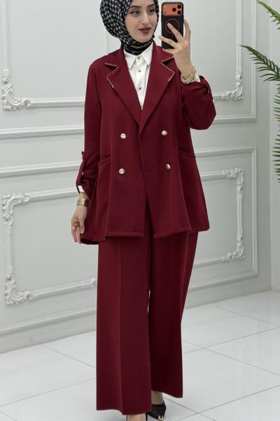 Diana Ceket Takım Bordo Bordo