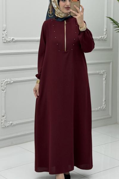 Öykü Elbise Bordo Bordo Siyah