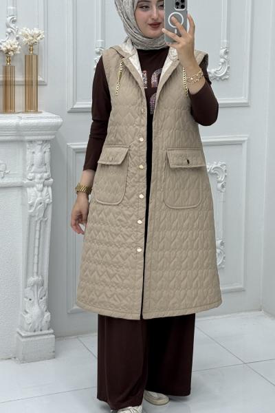 İdil Şişme Yelek Bej Bej