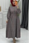 Ekose Elbise Gri  Gri