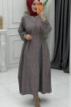 Ekose Elbise Gri  Gri