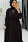 Ekose Elbise Siyah Siyah