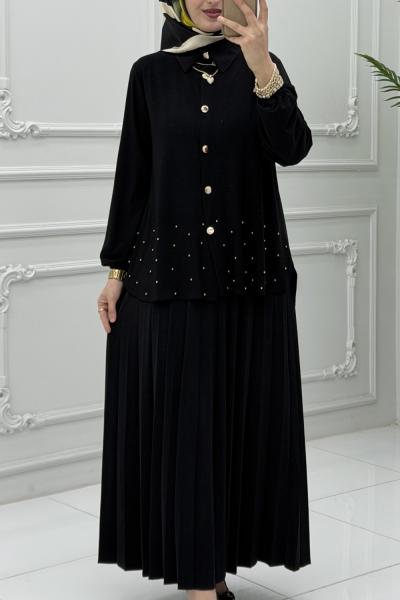 Hesna Etek Takım Siyah Siyah