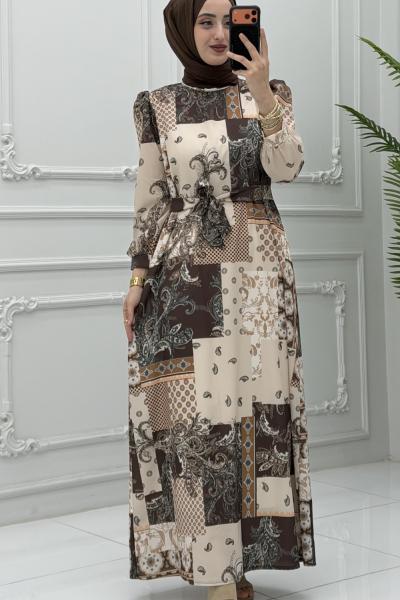 Gülce Elbise Kahverengi Kahverengi