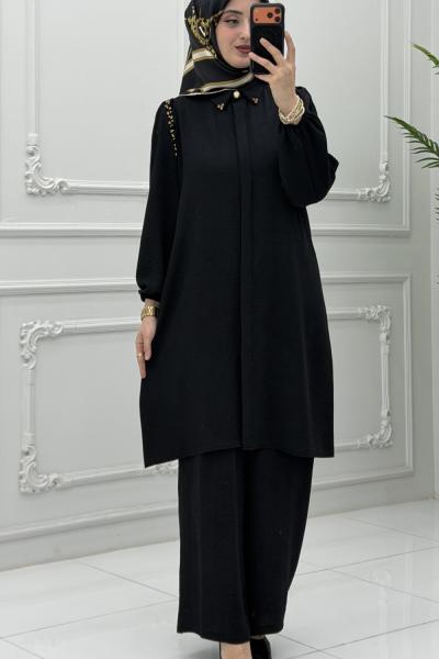 Işıltı Takım Siyah Siyah