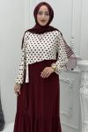 Puantiye Elbise Bordo